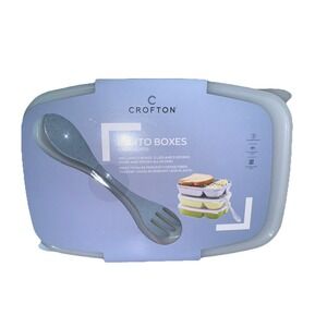 Crofton Bento Lunch Box with Compartments Reusable Container W/ Sporks SET OF 3